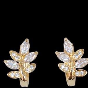 New 18K Gold Plated Leaf Hoop Earrings